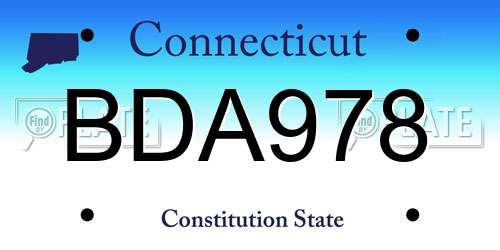 BDA978 Connecticut License Plate