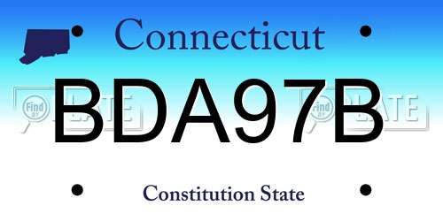 BDA97B Connecticut License Plate
