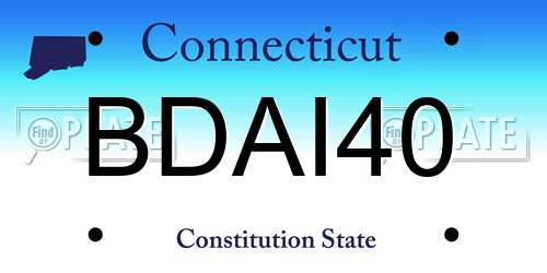 BDAI40 Connecticut License Plate