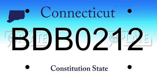 BDB0212 Connecticut License Plate