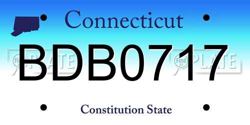 BDB0717 Connecticut License Plate