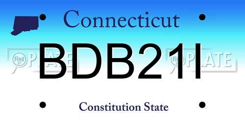 BDB21I Connecticut License Plate