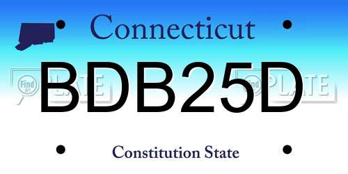 BDB25D Connecticut License Plate