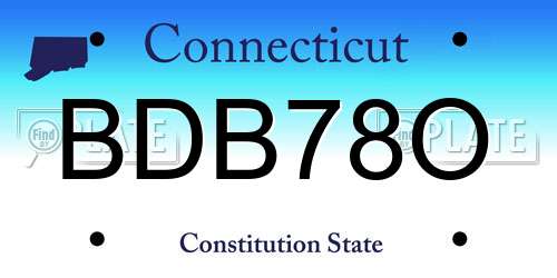 BDB78O Connecticut License Plate