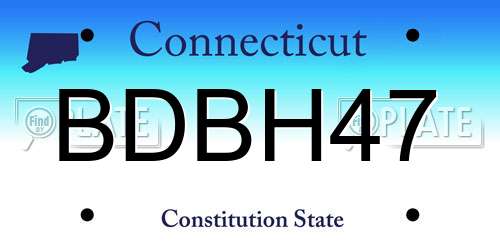 BDBH47 Connecticut License Plate