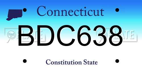 BDC638 Connecticut License Plate
