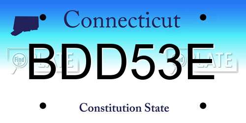 BDD53E Connecticut License Plate