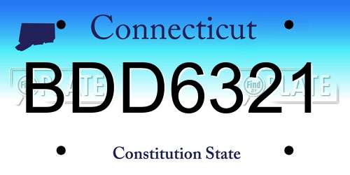 BDD6321 Connecticut License Plate