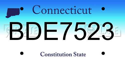 BDE7523 Connecticut License Plate