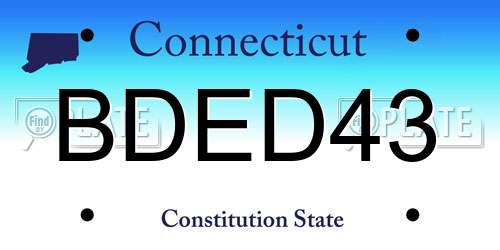 BDED43 Connecticut License Plate