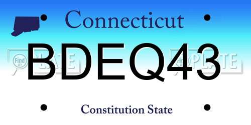 BDEQ43 Connecticut License Plate