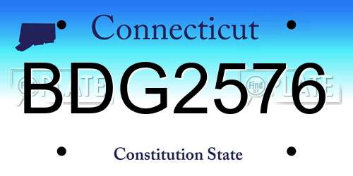 BDG2576 Connecticut License Plate