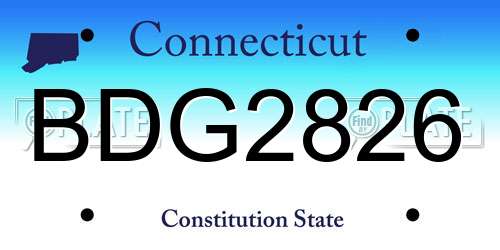 BDG2826 Connecticut License Plate