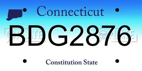 BDG2876 Connecticut License Plate