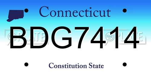 BDG7414 Connecticut License Plate