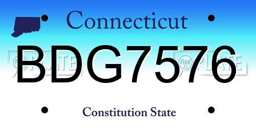 BDG7576 Connecticut License Plate