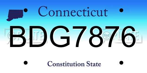 BDG7876 Connecticut License Plate