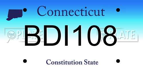 BDI108 Connecticut License Plate