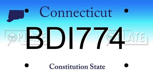 BDI774 Connecticut License Plate