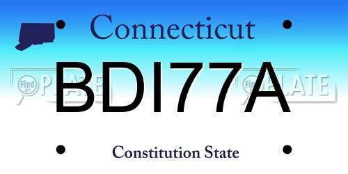 BDI77A Connecticut License Plate