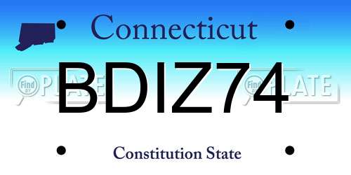 BDIZ74 Connecticut License Plate