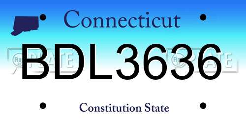 BDL3636 Connecticut License Plate