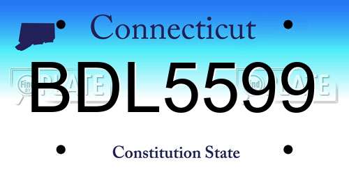 BDL5599 Connecticut License Plate