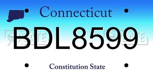 BDL8599 Connecticut License Plate