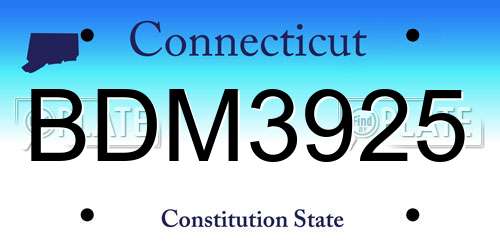 BDM3925 Connecticut License Plate