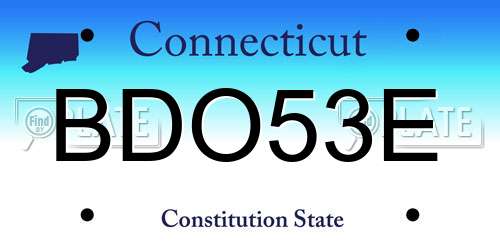 BDO53E Connecticut License Plate