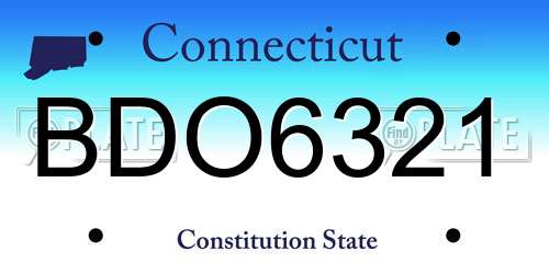 BDO6321 Connecticut License Plate