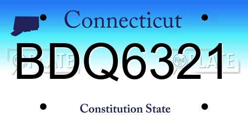 BDQ6321 Connecticut License Plate