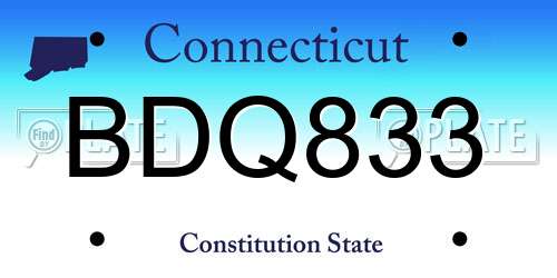 BDQ833 Connecticut License Plate