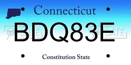 BDQ83E Connecticut License Plate