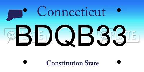 BDQB33 Connecticut License Plate