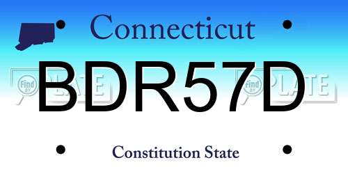 BDR57D Connecticut License Plate
