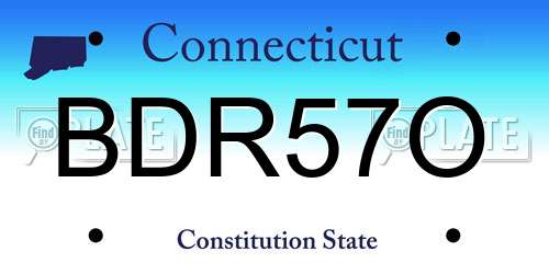 BDR57O Connecticut License Plate