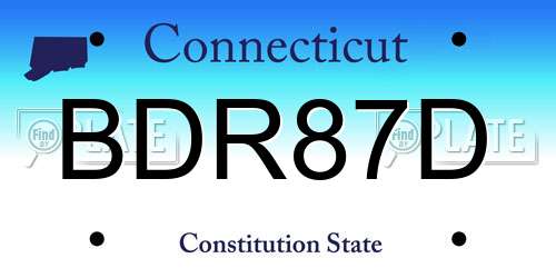 BDR87D Connecticut License Plate