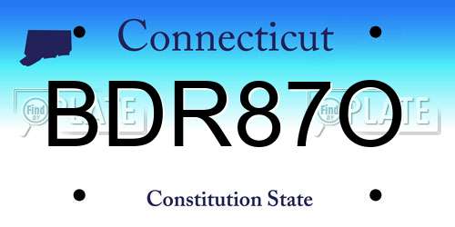 BDR87O Connecticut License Plate