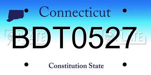 BDT0527 Connecticut License Plate