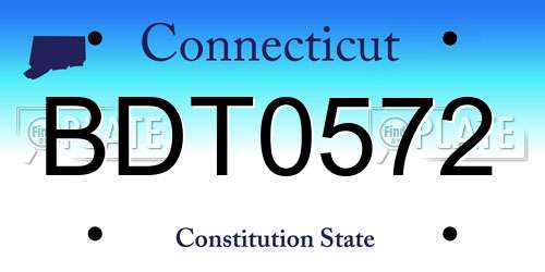 BDT0572 Connecticut License Plate