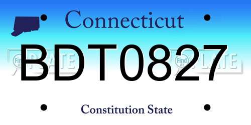 BDT0827 Connecticut License Plate