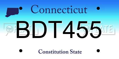 BDT455 Connecticut License Plate