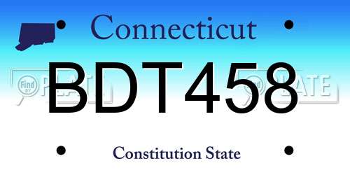 BDT458 Connecticut License Plate