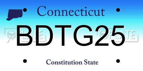 BDTG25 Connecticut License Plate