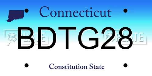 BDTG28 Connecticut License Plate