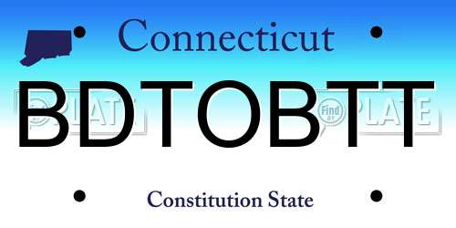 BDTOBTT Connecticut License Plate