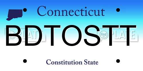 BDTOSTT Connecticut License Plate