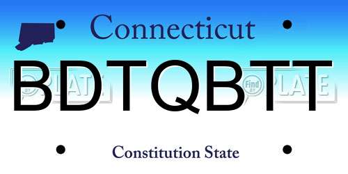 BDTQBTT Connecticut License Plate