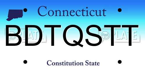 BDTQSTT Connecticut License Plate